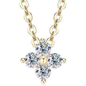 10k solid gold diamond clover pendant